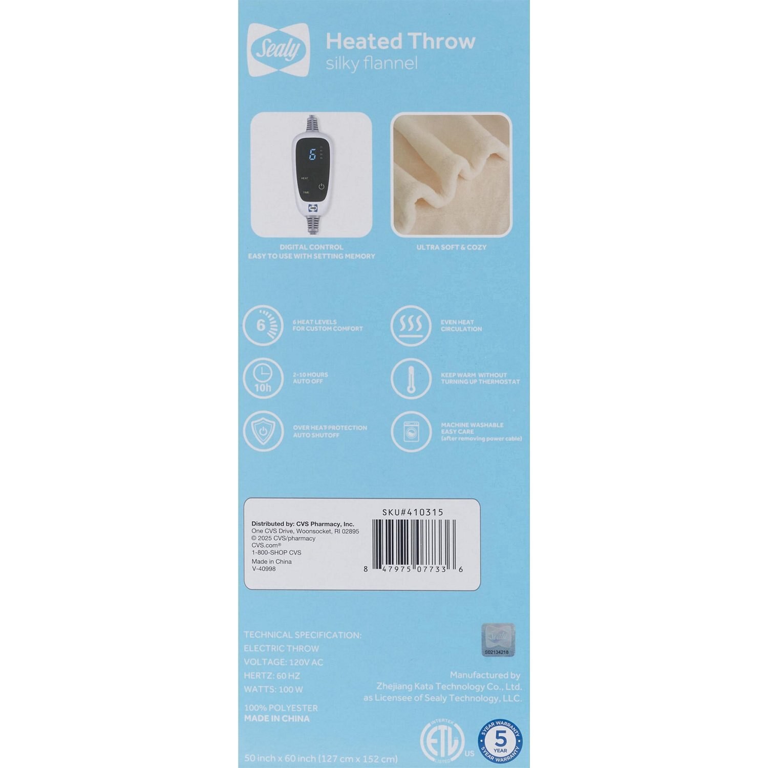 slide 2 of 4, Wayland Square Sealy Heated Plush Throw Blanket, Cream, 50 X 60 In, 1 ct