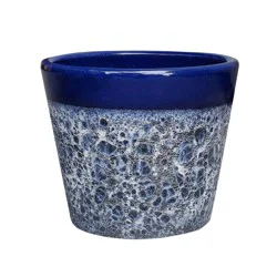 Blue Orange Pottery Volcanic Vaso - Blue