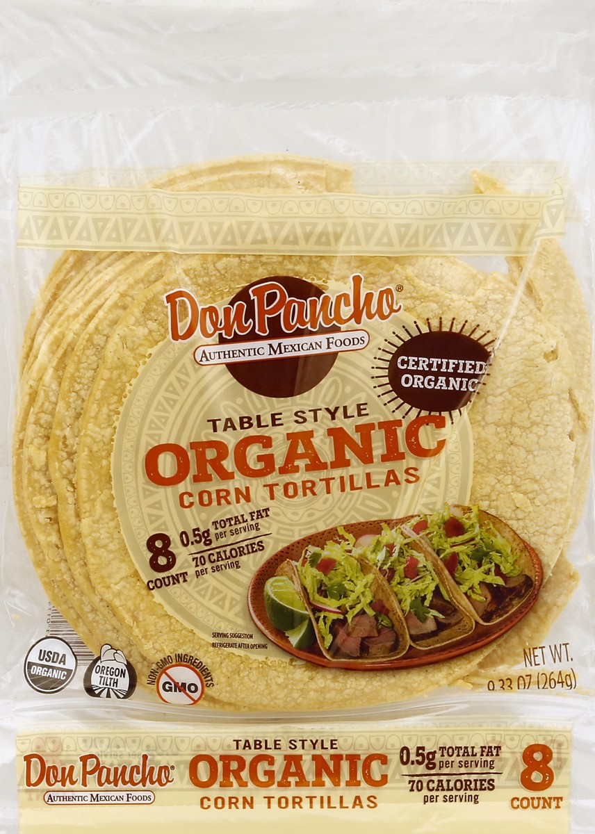 slide 5 of 5, Don Pancho Tortillas, Corn, Organic, Table Style, 8 ct