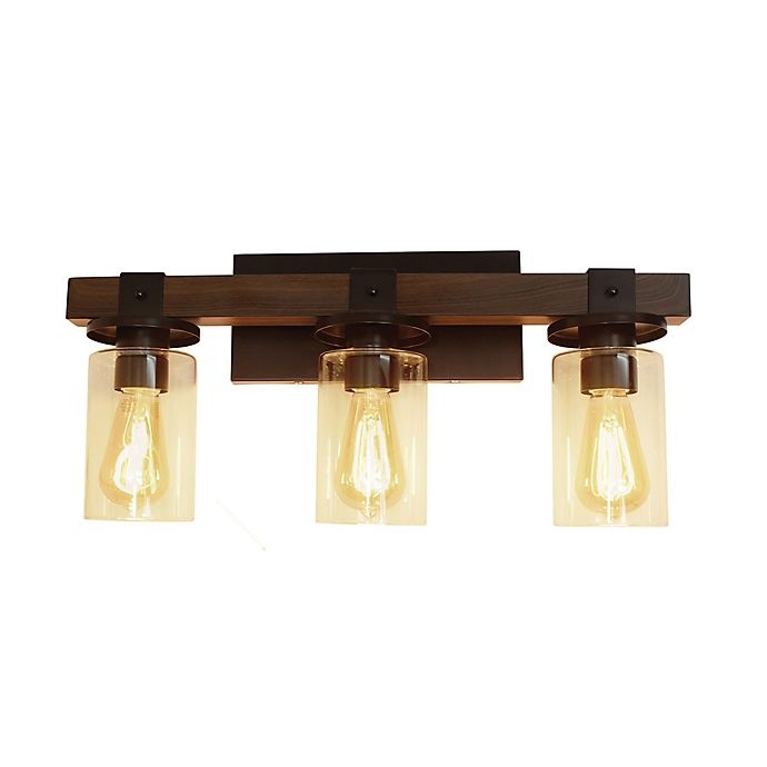 slide 4 of 7, Elegant Designs 3-Light Industrial Restored Wood Look Vanity - Brown, 1 ct