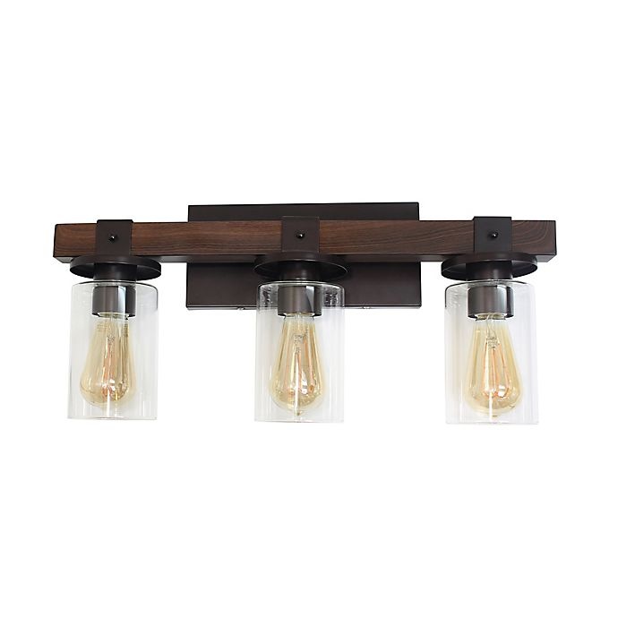 slide 5 of 7, Elegant Designs 3-Light Industrial Restored Wood Look Vanity - Brown, 1 ct