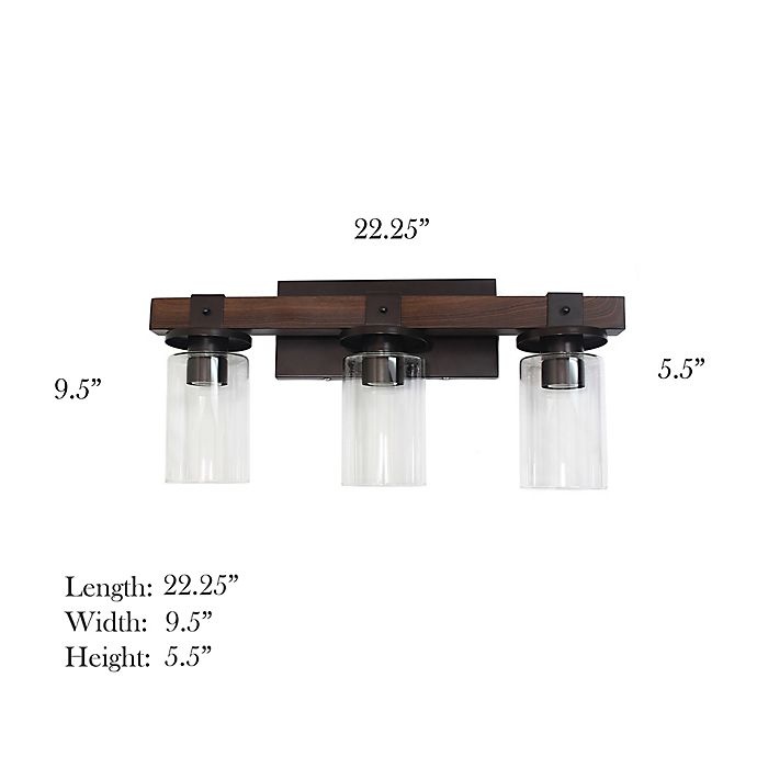 slide 7 of 7, Elegant Designs 3-Light Industrial Restored Wood Look Vanity - Brown, 1 ct