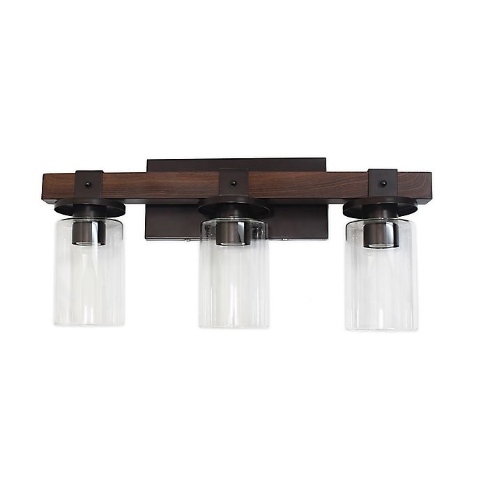 slide 1 of 7, Elegant Designs 3-Light Industrial Restored Wood Look Vanity - Brown, 1 ct