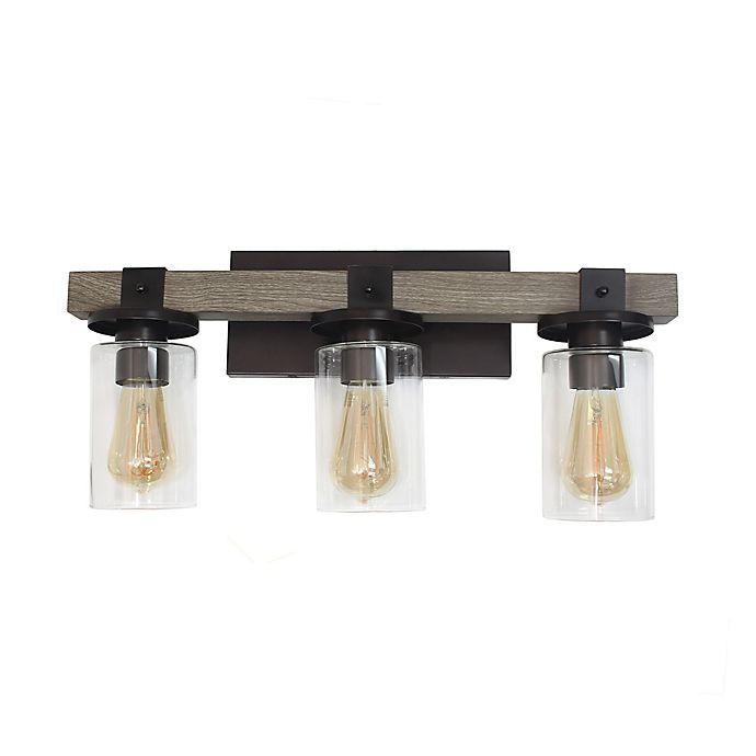 slide 5 of 7, Elegant Designs 3-Light Industrial Restored Wood Look Vanity - Grey, 1 ct