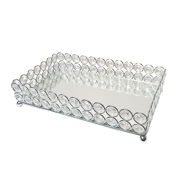 slide 2 of 8, Elegant Designs Elipse Crystal and Chrome Mirrored Vanity Tray, 1 ct