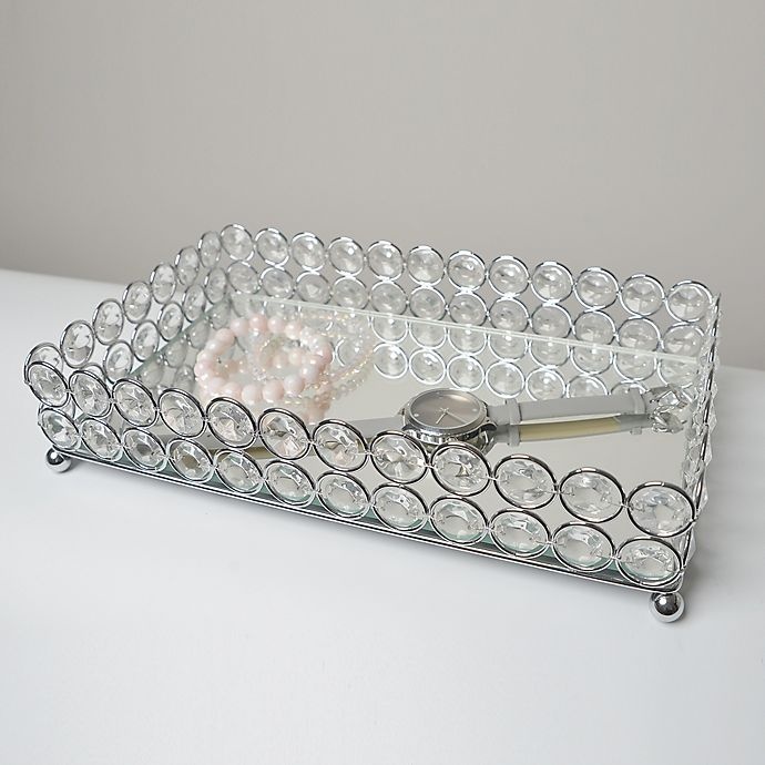 slide 5 of 8, Elegant Designs Elipse Crystal and Chrome Mirrored Vanity Tray, 1 ct