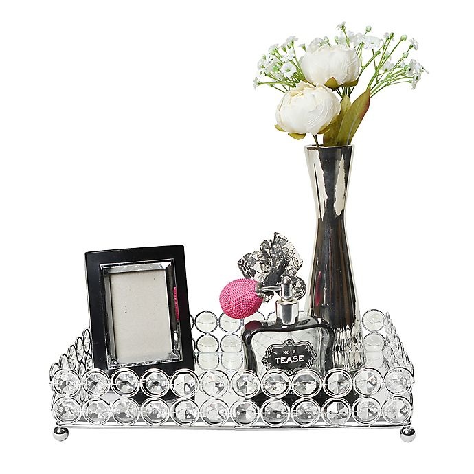 slide 6 of 8, Elegant Designs Elipse Crystal and Chrome Mirrored Vanity Tray, 1 ct