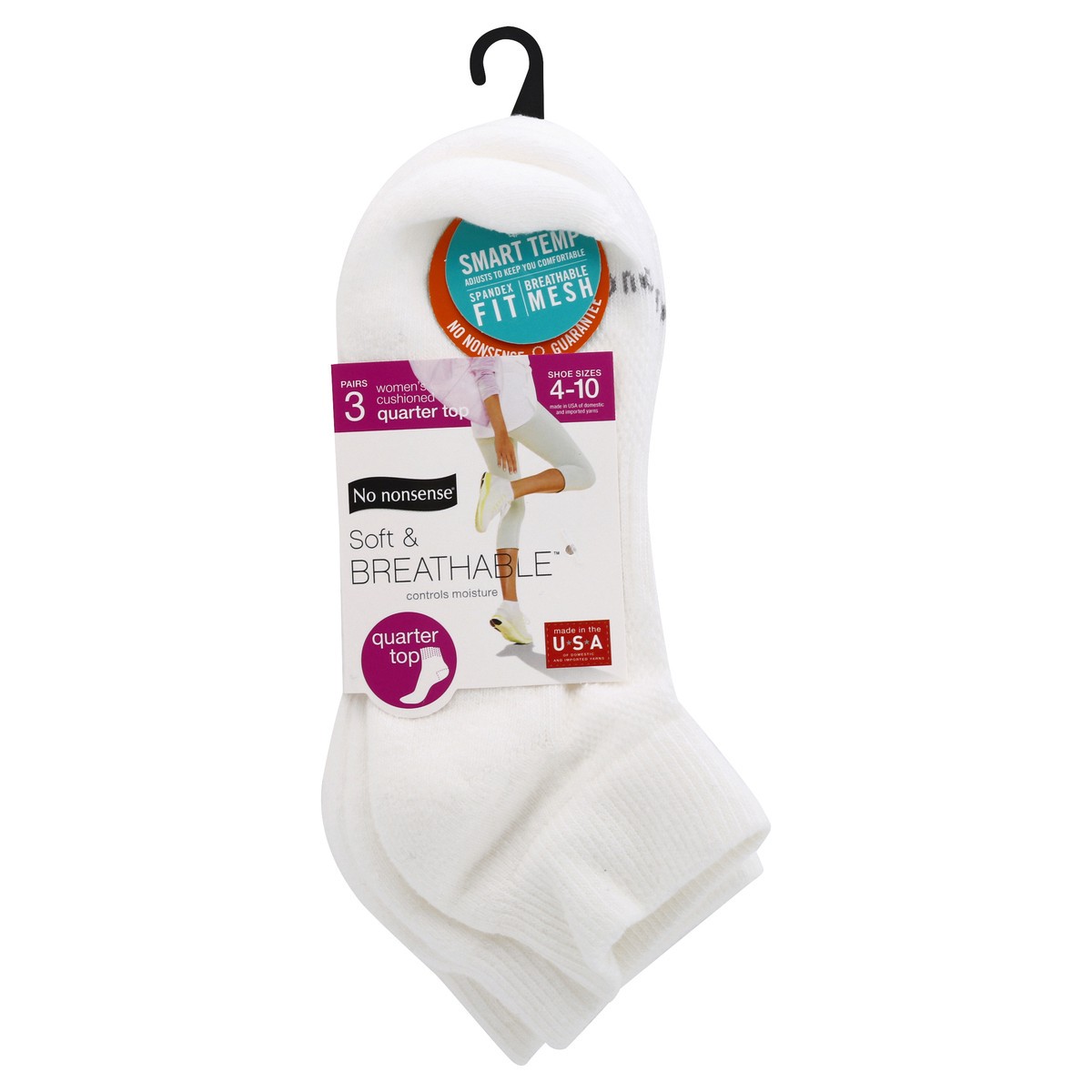 slide 8 of 10, No Nonsense Soft & Breathable Women's Cushioned Quarter Top 4-10 Socks 3 ea, 3 ct