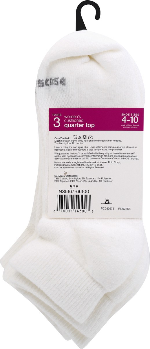 slide 4 of 10, No Nonsense Soft & Breathable Women's Cushioned Quarter Top 4-10 Socks 3 ea, 3 ct