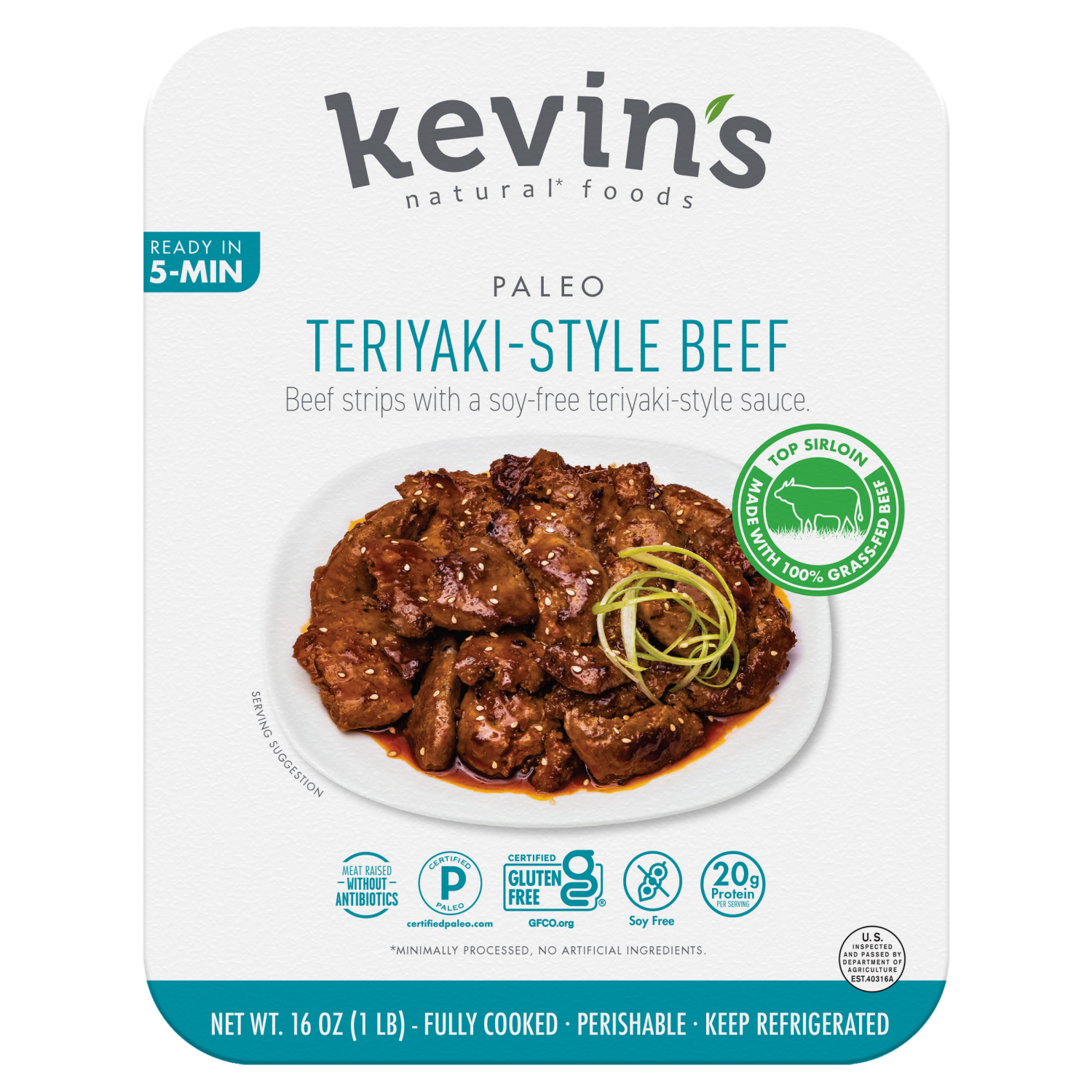 slide 1 of 1, Kevin's Natural Foods Paleo Teriyaki-Style Beef 16 oz, 16 oz
