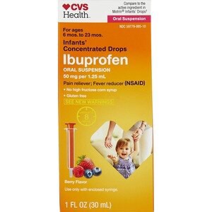 slide 1 of 1, CVS Health Infants' Ibuprofen Oral Suspension Concentrated Drops, Berry, 1 Fl Oz, 1 fl oz; 30 ml