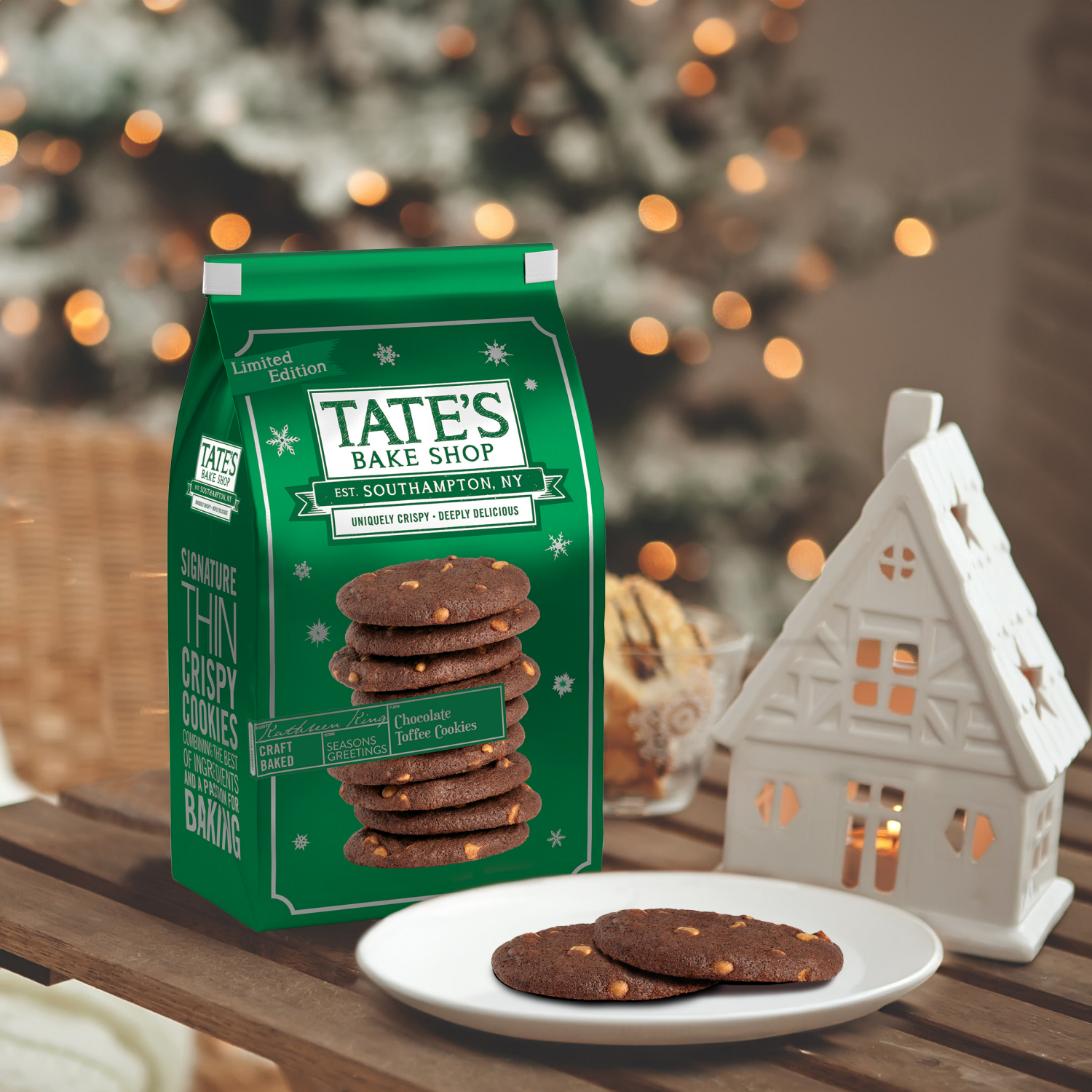 slide 7 of 8, Tate's Bake Shop Chocolate Toffee Cookies, Limited Edition Holiday Cookies, 6.5 oz, 6.5 oz