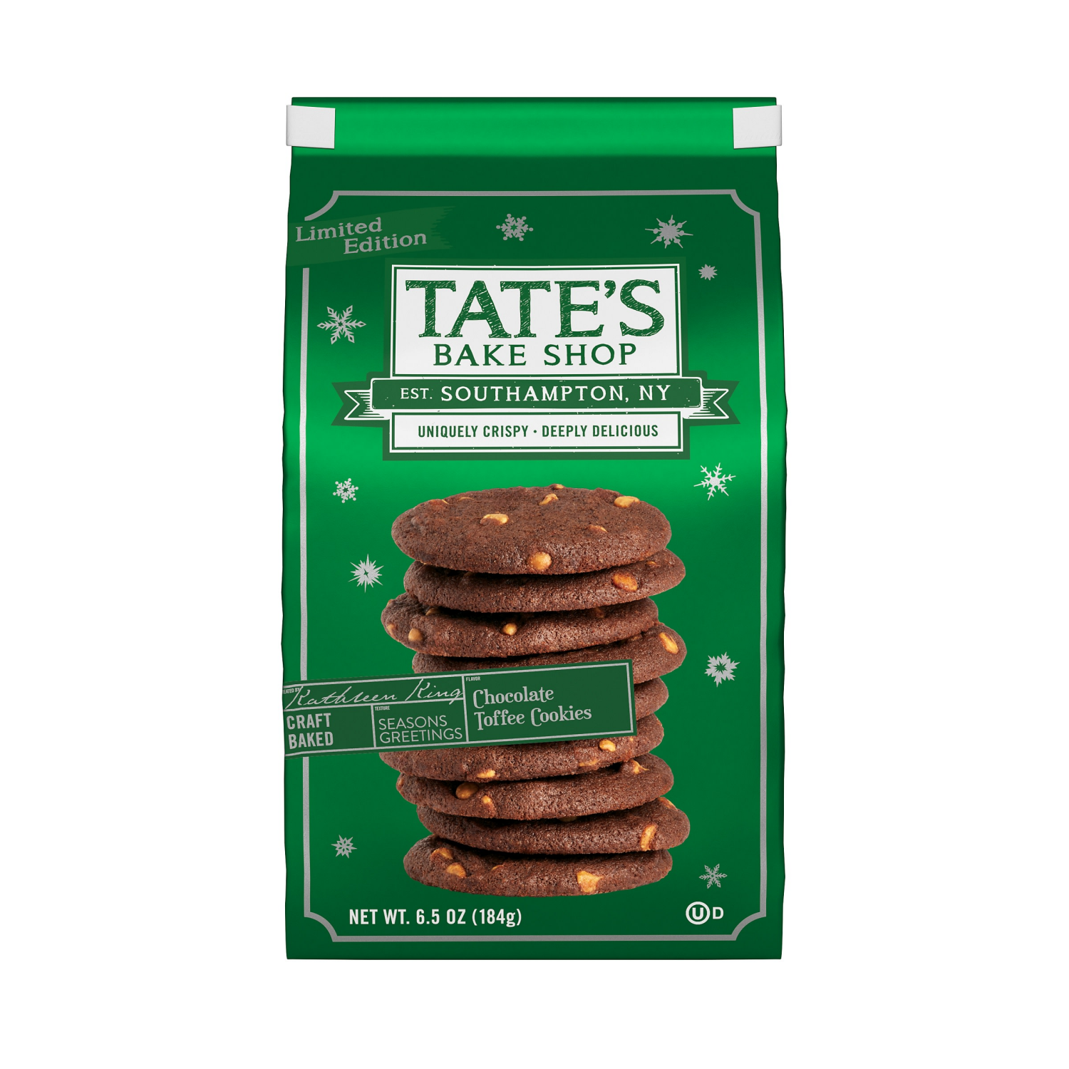 slide 1 of 8, Tate's Bake Shop Chocolate Toffee Cookies, Limited Edition Holiday Cookies, 6.5 oz, 6.5 oz