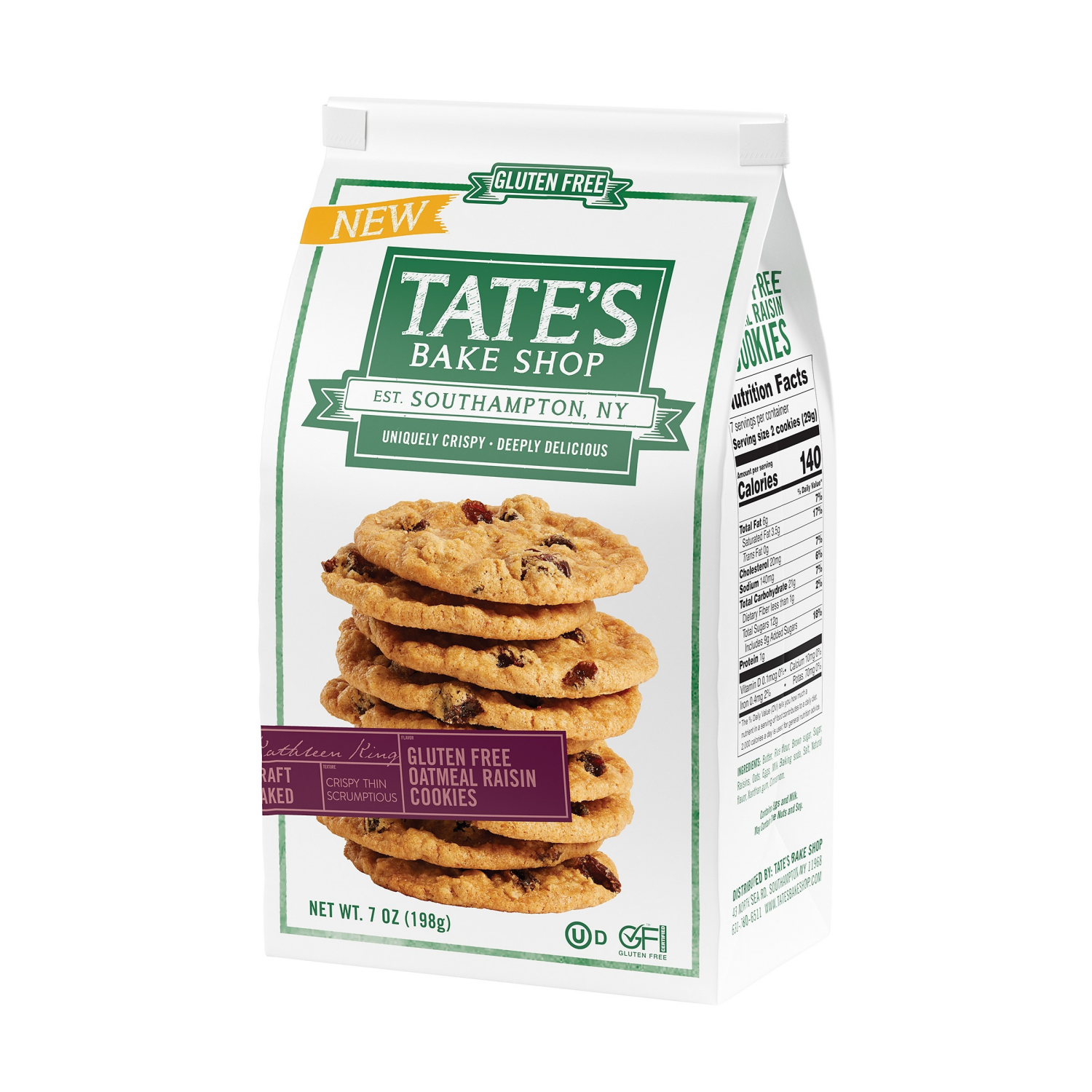 slide 7 of 8, Tates Cookies Oatmeal Raisin Gf 7 Oz, 7 oz