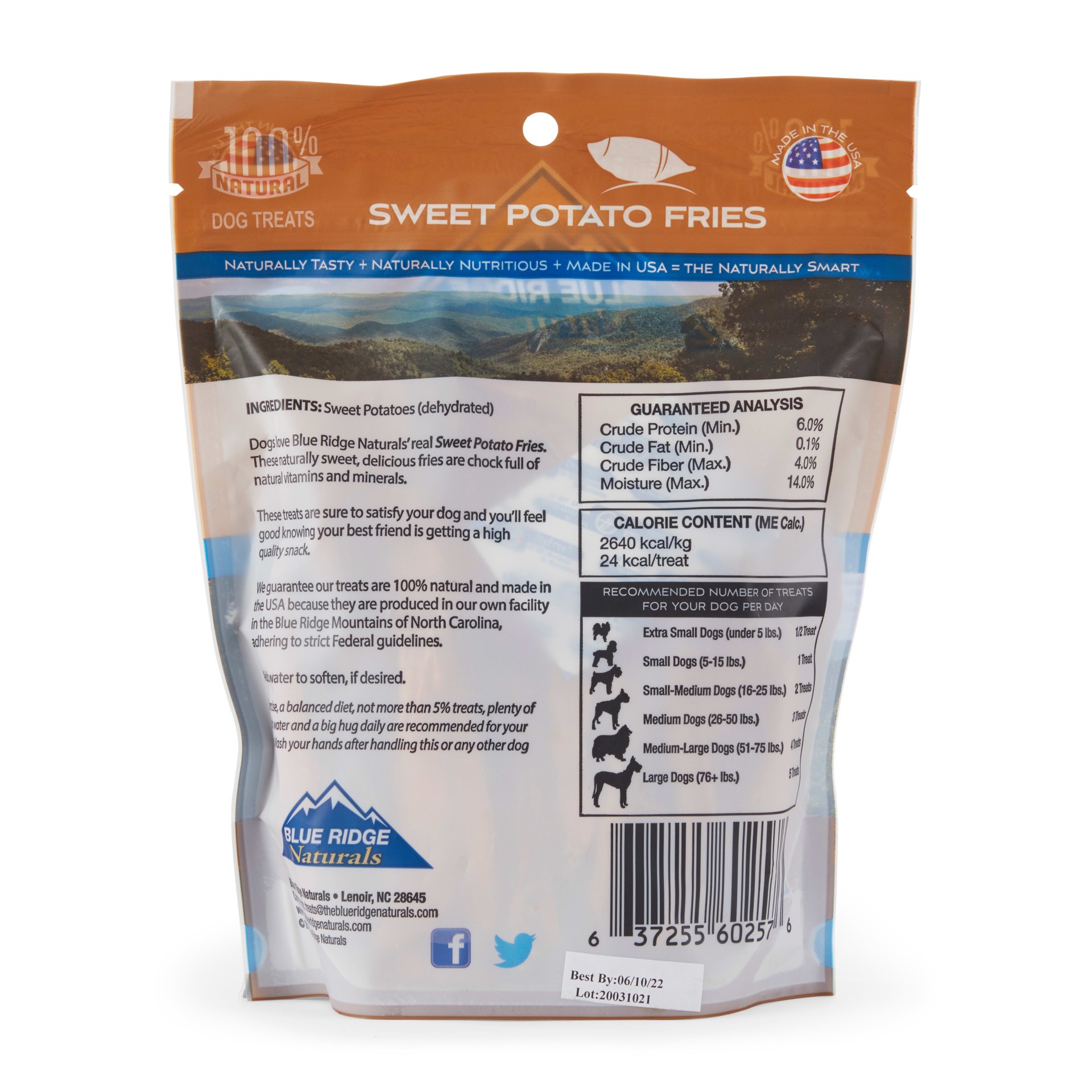 slide 1 of 1, Blue Ridge Naturals Sweet Tater Fries Dog Treats, 1 lb