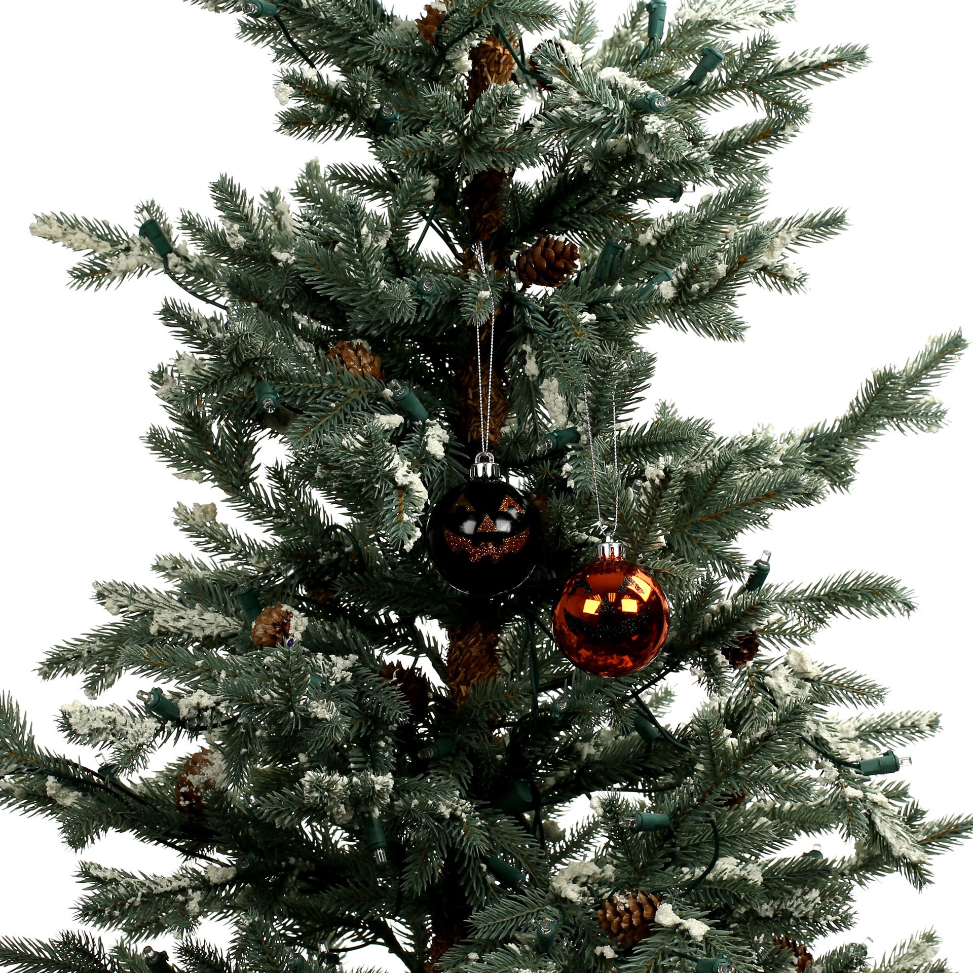 slide 2 of 3, 2.25" Black & Orange Pumpkin Face Plastic Ball Ornaments, 5ct. By Ashland, 5 ct