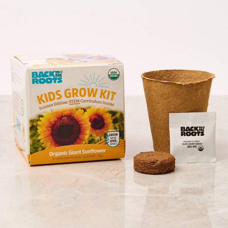 slide 2 of 10, Back to the Roots Kids Grow Kit Science Edition Organic Giant Sunflower, 1 ct