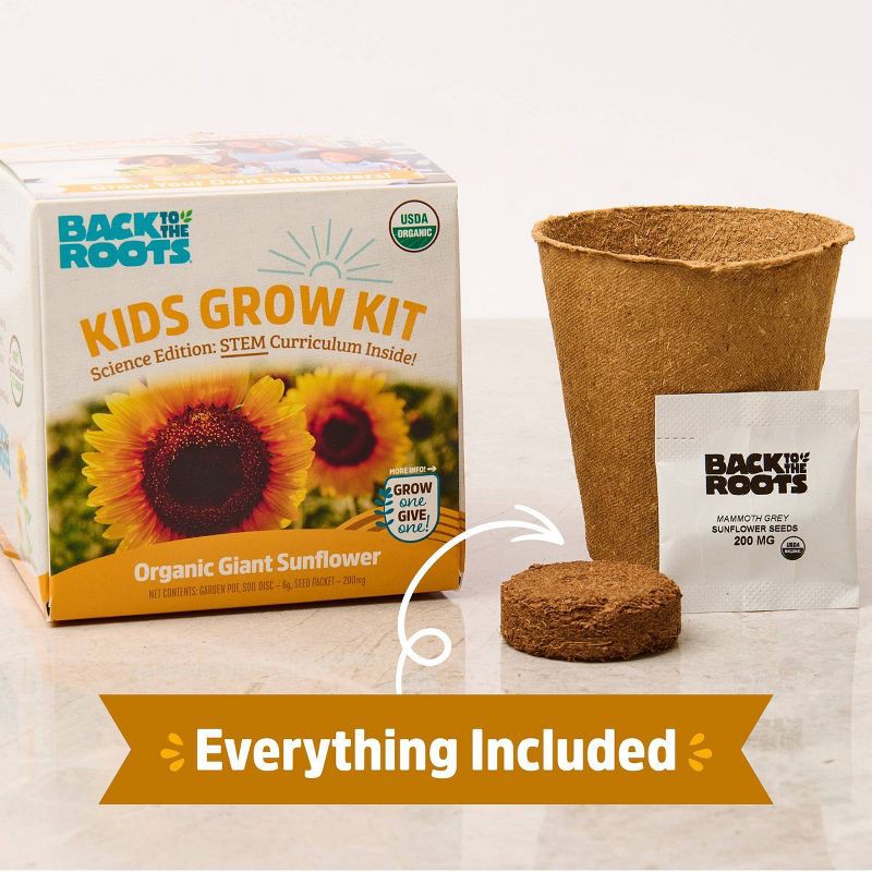 slide 3 of 10, Back to the Roots Kids Grow Kit Science Edition Organic Giant Sunflower, 1 ct