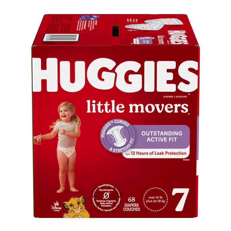 slide 2 of 13, Huggies Little Movers Diapers - Size 7 - 68 ct, 7 x 68 ct