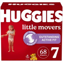 Huggies Little Movers Diapers - Size 7 - 68 ct
