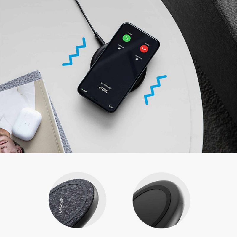 slide 4 of 6, Anker PowerWave II 15W Qi Wireless Charging Pad (w/ Wall Charger) - Black, 1 ct