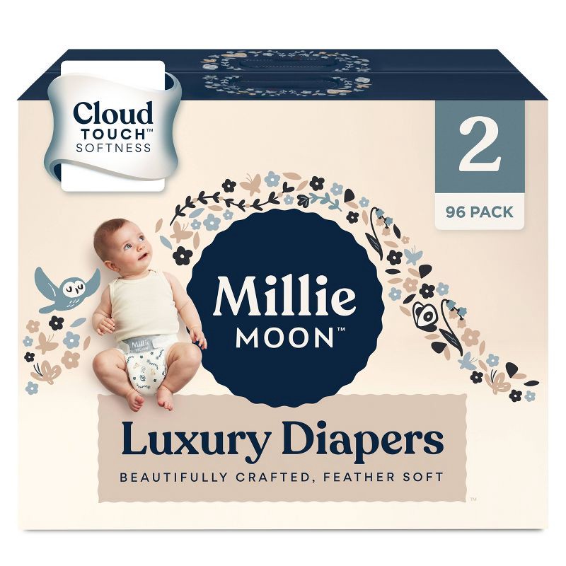 slide 1 of 10, Millie Moon Luxury Disposable Diapers - Size 2 - 96ct, 2 pk; 96 ct