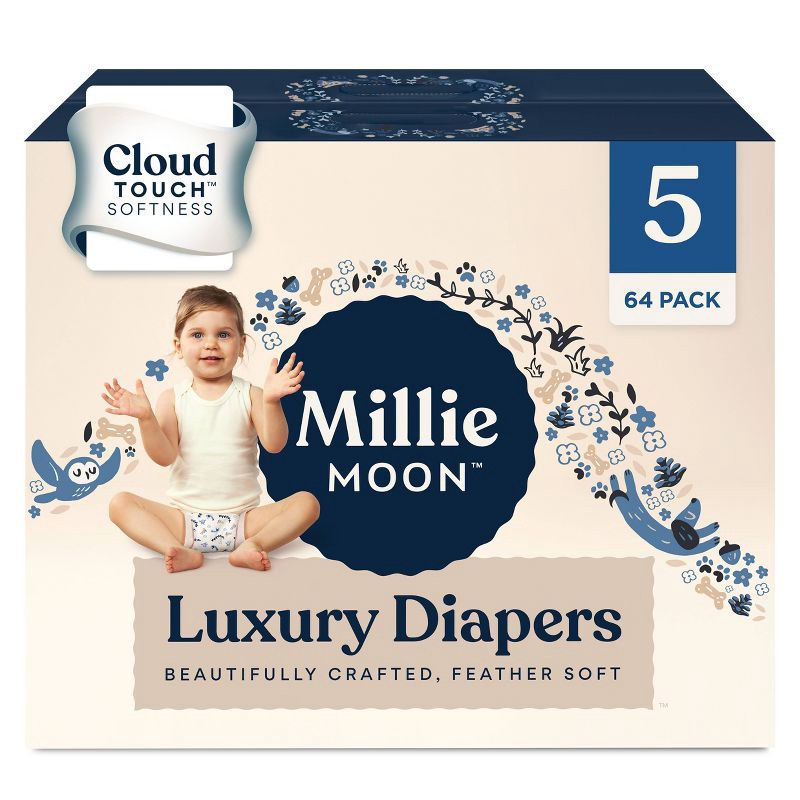 slide 1 of 10, Millie Moon Luxury Disposable Diapers - Size 5 - 64ct, 5 x 64 ct