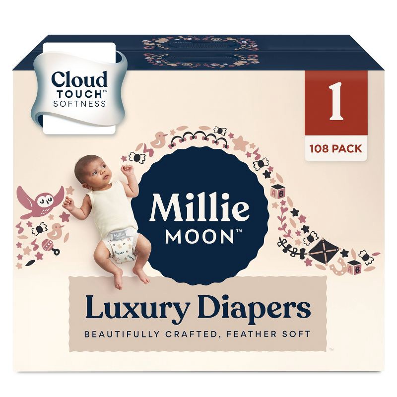 slide 1 of 4, Millie Moon Luxury Diapers Size 1 - 108ct, 108 ct