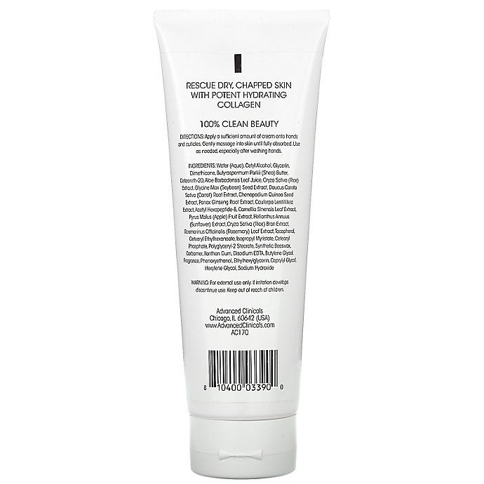 slide 2 of 2, Advanced Clinicals Collagen Hand Cream, 8 oz