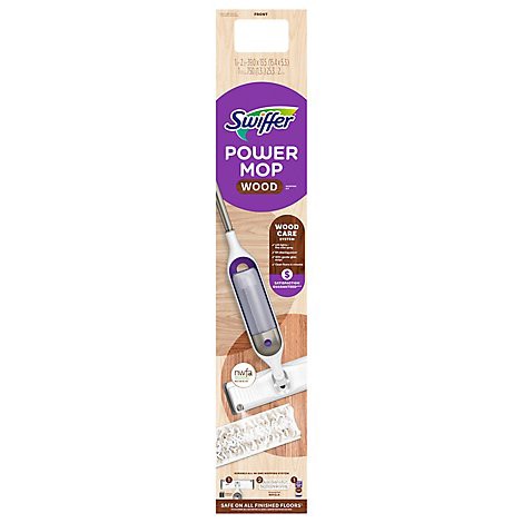 slide 1 of 1, Swiffer Powermop Wood Care System Mopping Kit 1 Spray Mop 2 Mopping Pads 1 Floor Cleaner Liquid - EA, 1 ct