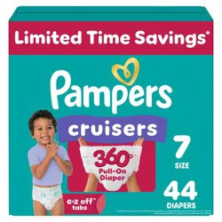 Pampers Cruisers 360 Diapers Super Pack - Size 7 - 44ct: 41+ lbs Fit, Hypoallergenic, Tear-Away Sides, Absorbent Layers