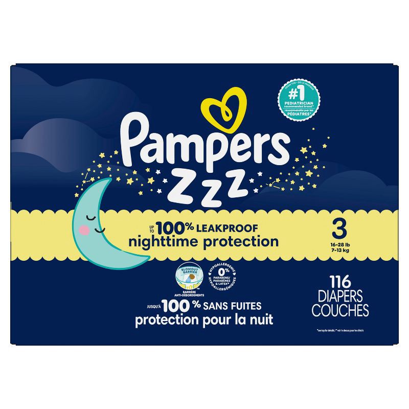 slide 15 of 16, Pampers Swaddlers Overnight Diapers - Size 3 - 116ct, 3 x 116 ct