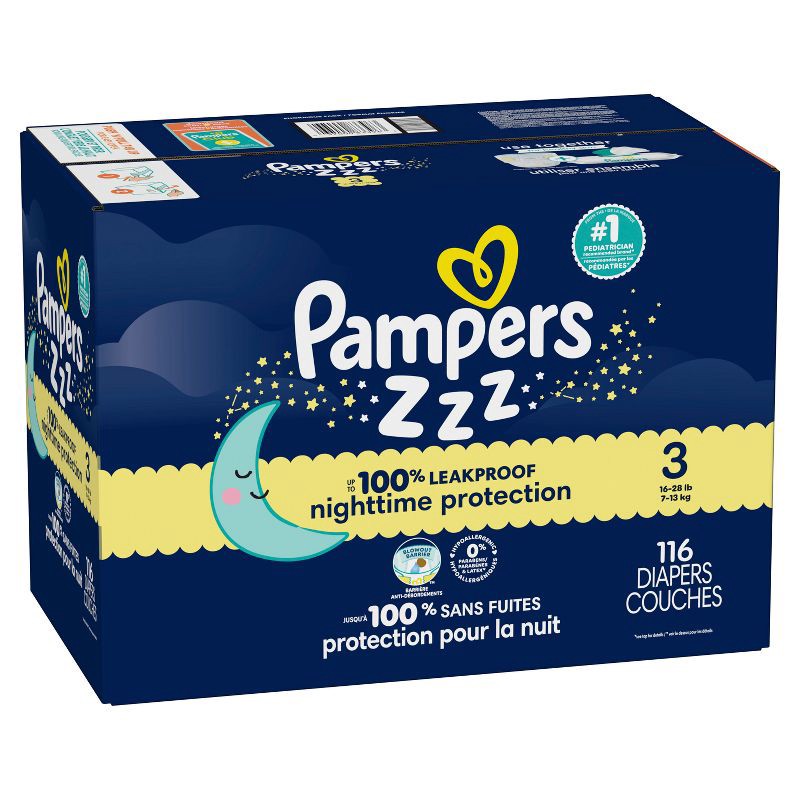 slide 16 of 16, Pampers Swaddlers Overnight Diapers - Size 3 - 116ct, 3 x 116 ct