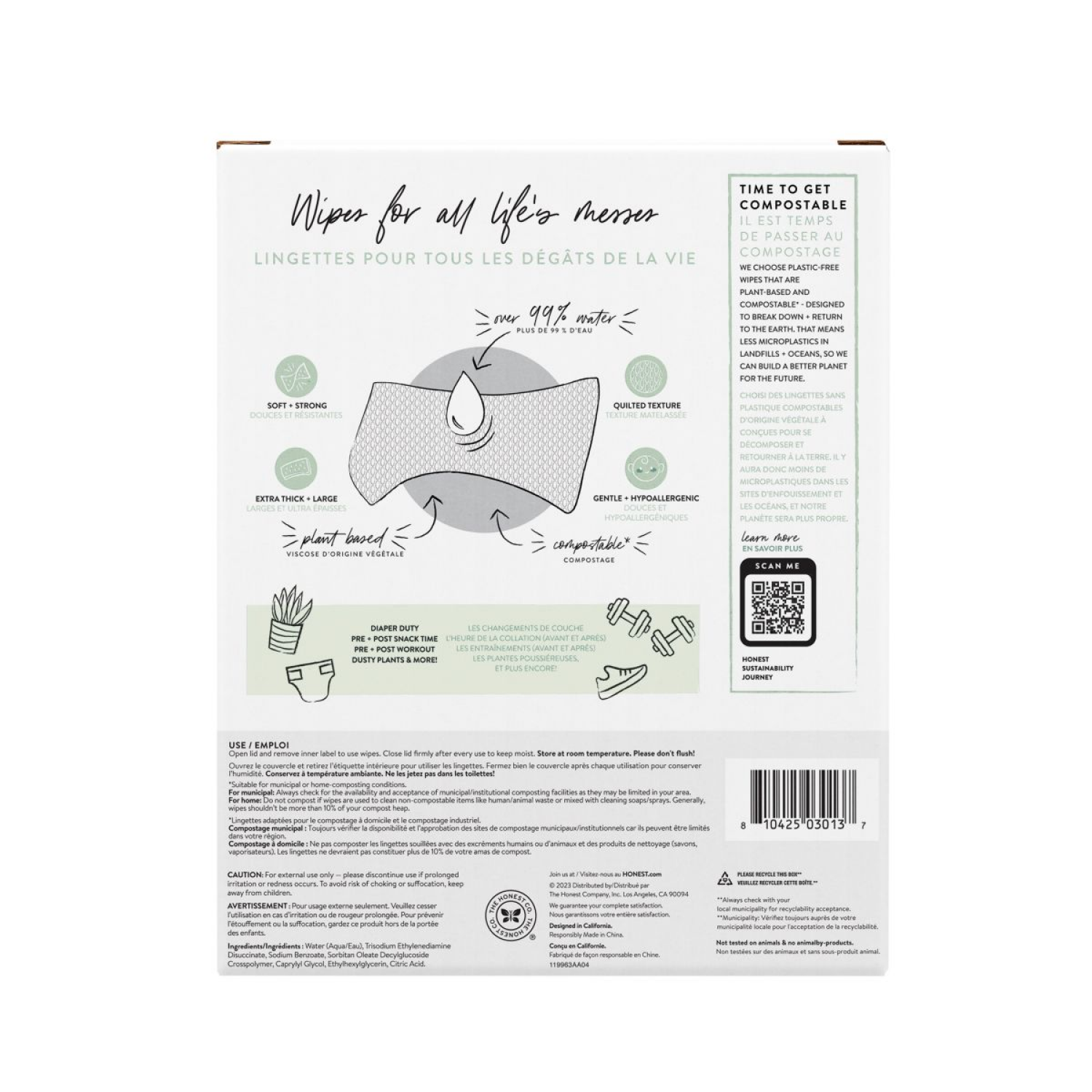 slide 3 of 8, Honest Sensitive Clean Conscious Fragrance Free Wipes 4 - 72 Wipe Packs, 4 ct