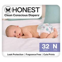Honest Lil' Peanut Multicolored Giraffes Newborn Diapers (Up to 10 lbs (4.5 kg)) 32 Each