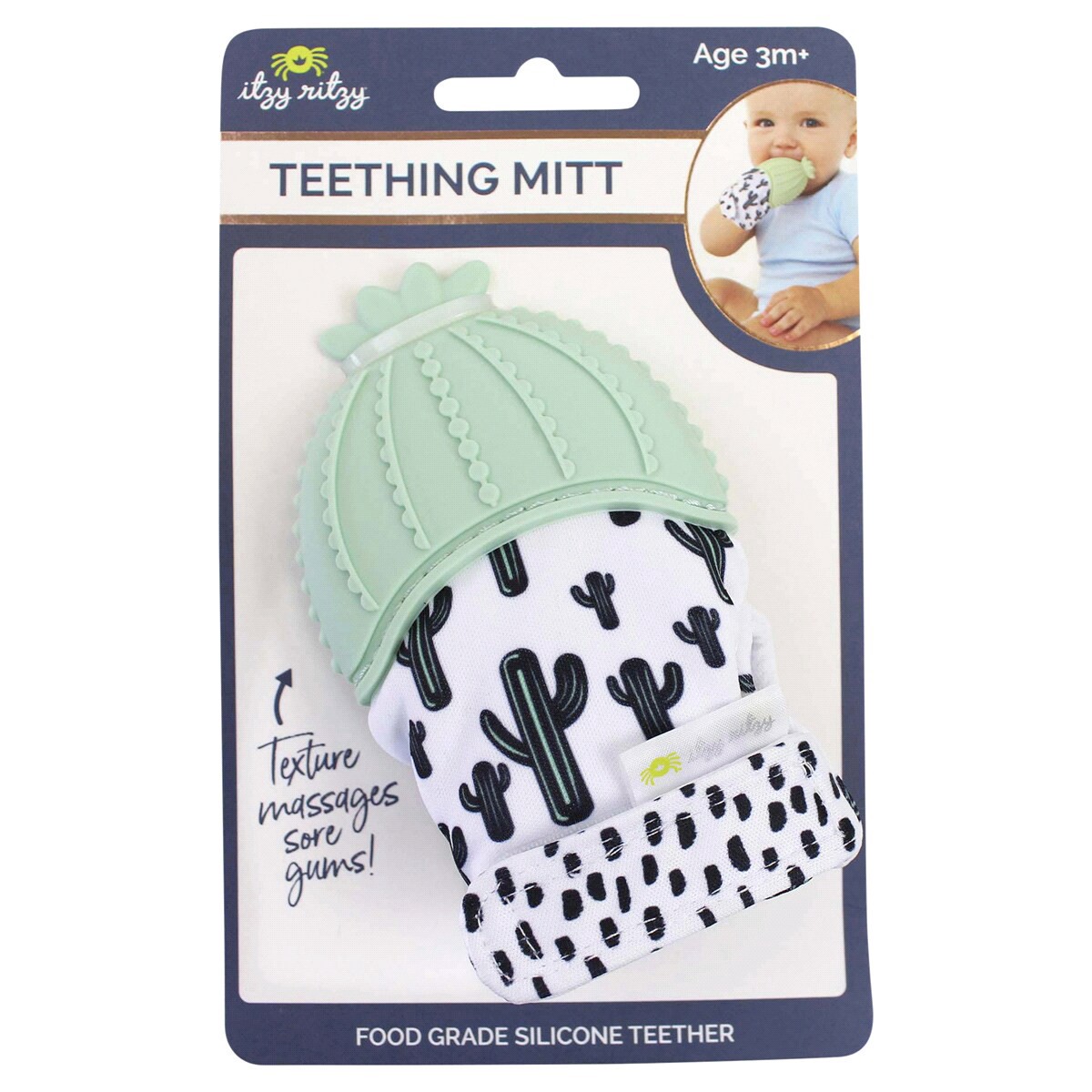slide 2 of 2, Itzy Ritzy Teething Mitt Cactus - Green, 1 ct