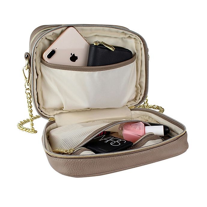 slide 3 of 12, Itzy Ritzy Crossbody Diaper Bag - Taupe, 1 ct