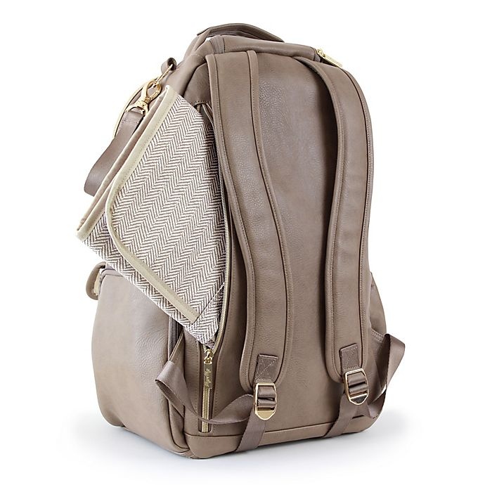 slide 13 of 17, Itzy Ritzy Backpack Diaper Bag - Herringbone Taupe, 1 ct