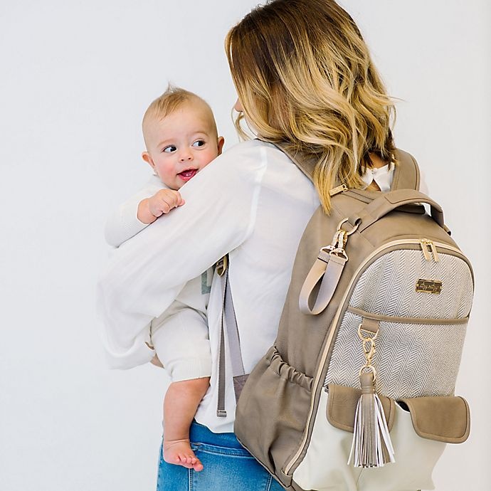 slide 6 of 17, Itzy Ritzy Backpack Diaper Bag - Herringbone Taupe, 1 ct