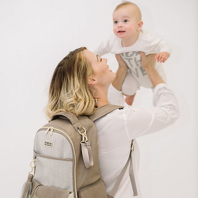 slide 7 of 17, Itzy Ritzy Backpack Diaper Bag - Herringbone Taupe, 1 ct