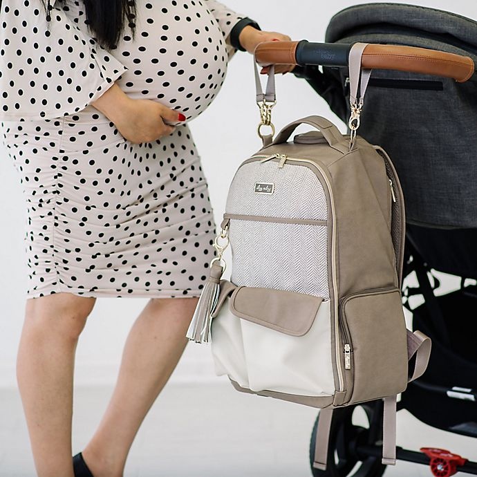 slide 2 of 17, Itzy Ritzy Backpack Diaper Bag - Herringbone Taupe, 1 ct