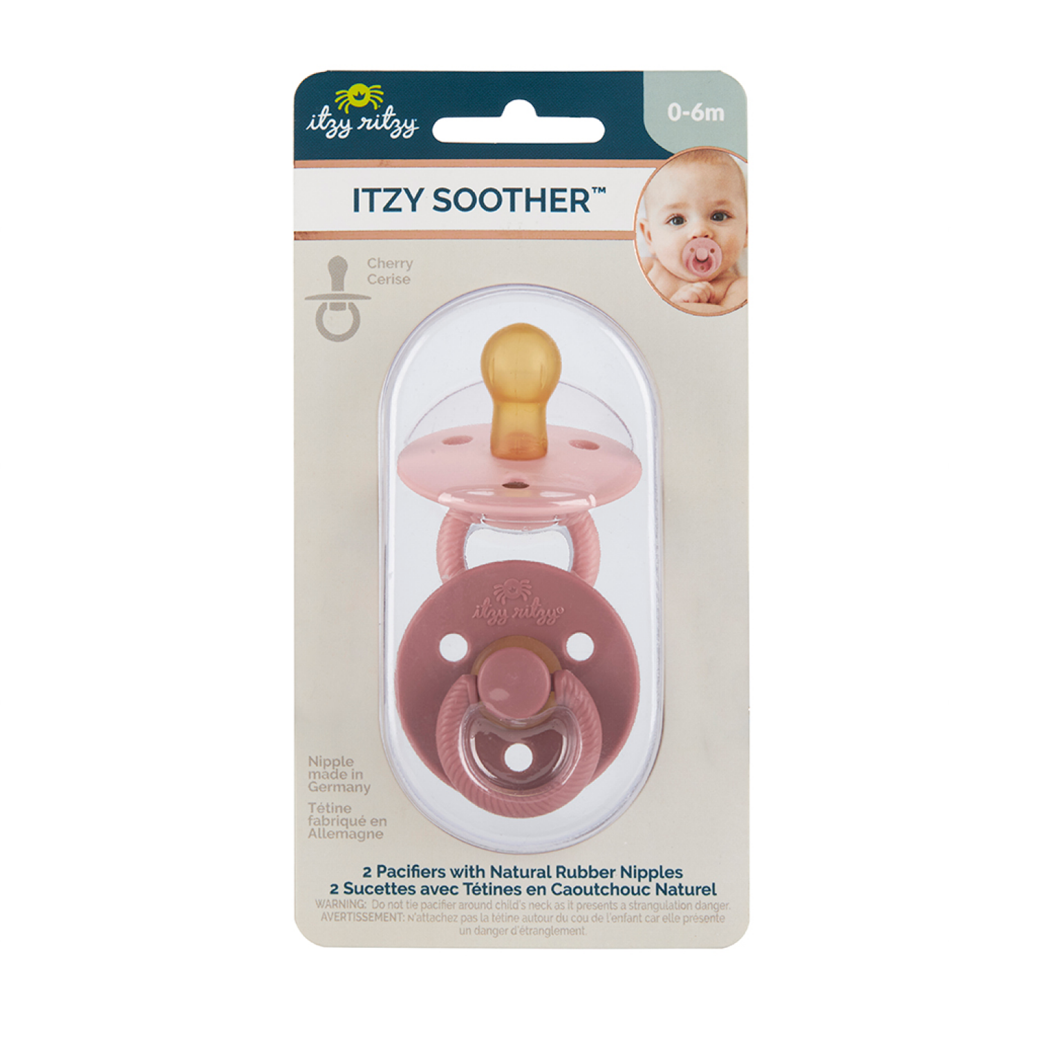 slide 2 of 4, Itzy Ritzy Itzy Soother Natural Rubber Pacifier Blossom and Rosewood, 1 ct