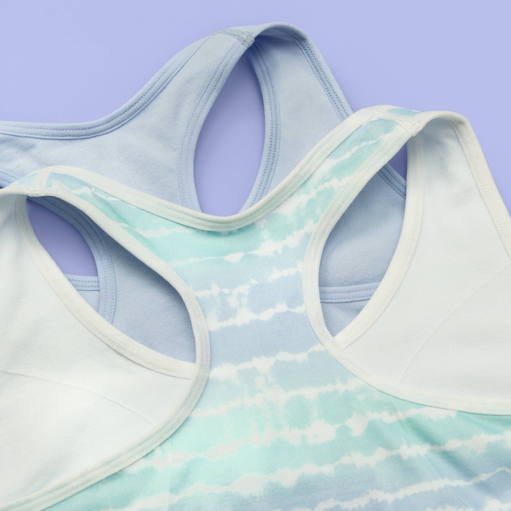 slide 3 of 3, Girls' 2pk Tie-Dye Sports Bra - More Than Magic Blue XL, 1 ct