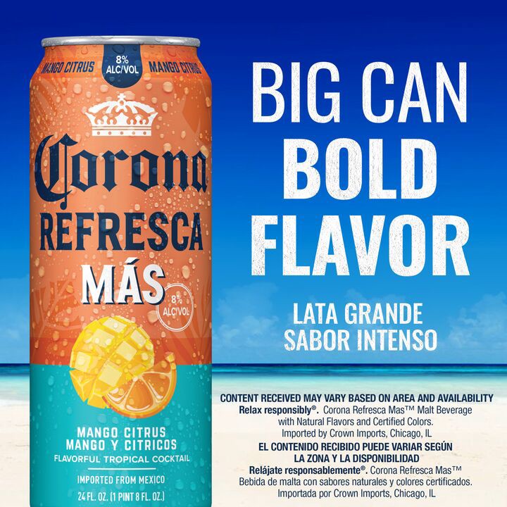 slide 3 of 6, Corona Refresca Corona Mango Citrus 24Oz Can, 24 oz