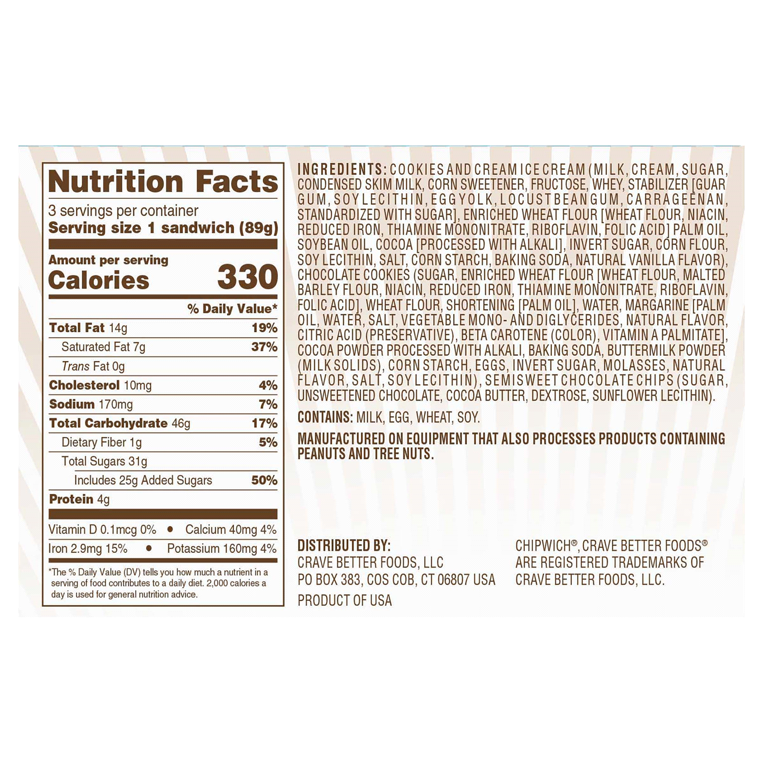 slide 2 of 2, Chipwich Cookies & Cream Ice Cream Sandwich, 12.75 oz