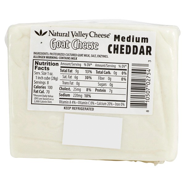 slide 4 of 5, Natural Valley Medium Cheddar Goat Cheese, 8 oz, 8 oz