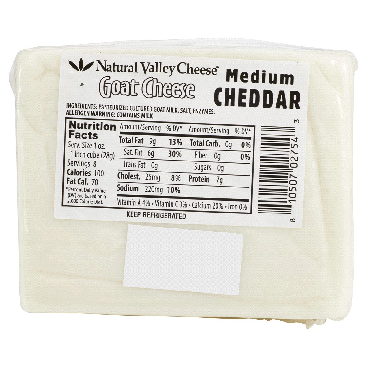 slide 5 of 5, Natural Valley Medium Cheddar Goat Cheese, 8 oz, 8 oz