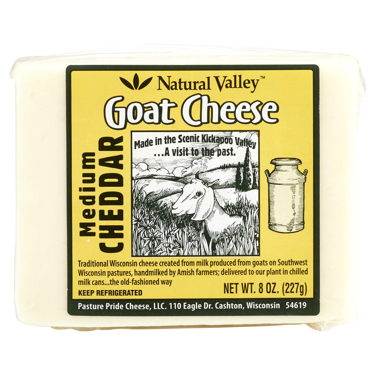 slide 1 of 5, Natural Valley Medium Cheddar Goat Cheese, 8 oz, 8 oz