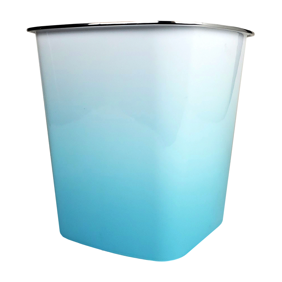slide 2 of 2, Kolorae Waste Can Blue Ombre, 10.25 in x 10 in x 10 in, 10 in x 10 in