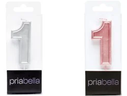 PRIABELLA METALLIC BIRTHDAY CANDLE SILVER/ROSE 1 ASSORTED